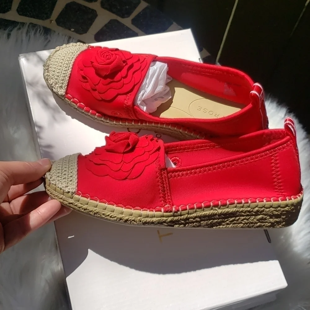 Taryn Rose Quincy Shiny Espadrille Red Sangria 6